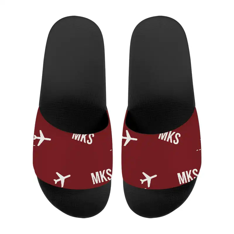 Mekane Selam Airport (MKS) Slippers & Flip Flops - Slippers - Sport - Pattern - Dark Red