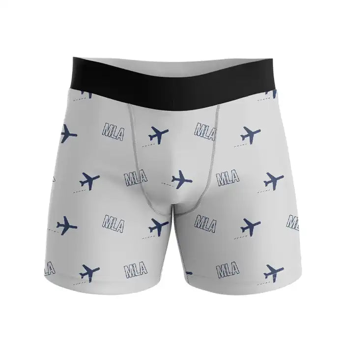 Malta International Airport (MLA) Men Boxers - Pattern - Light Gray