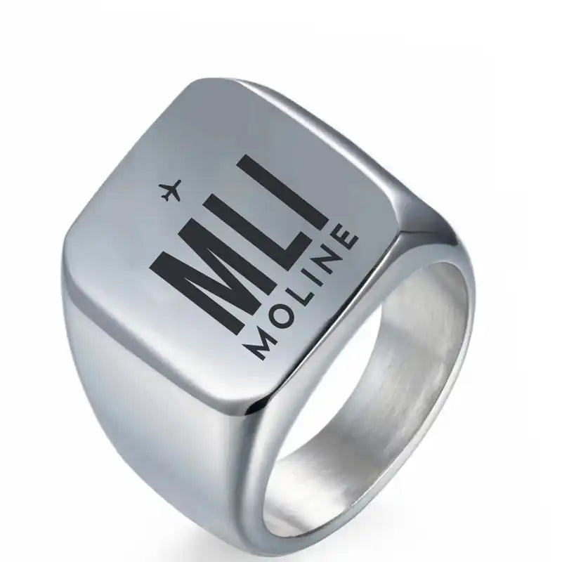 Quad City International Airport (MLI) Rings - Ring - Silver