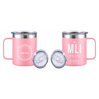 Thumbnail for Quad City International Airport (MLI) Stainless Steel Mugs - ID Tag + Custom Back - Stainless Steel Mug - 14 oz / 400ML - Pink
