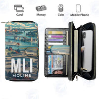 Thumbnail for Quad City International Airport (MLI) Leather Wallets - Zip Long Wallet - Scene