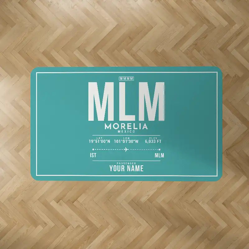 Morelia International Airport (MLM) Carpets - Carpet Rectangle - ID Tag + Name - Turquoise