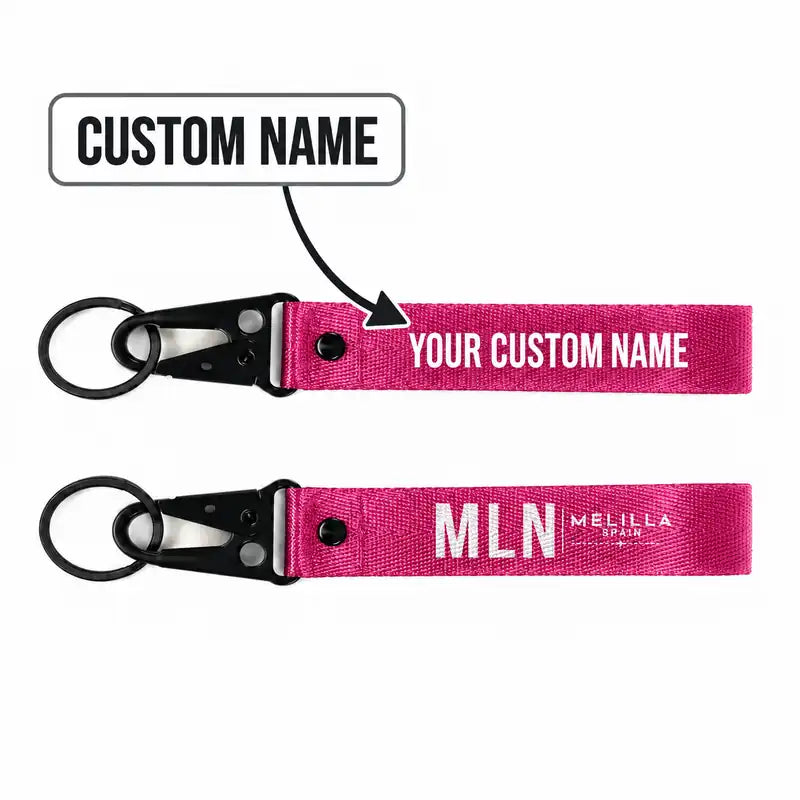 Melilla Airport (MLN) Hawk-Shaped Key Chains - Hawk Key Chain - Tag - Pink + NAME