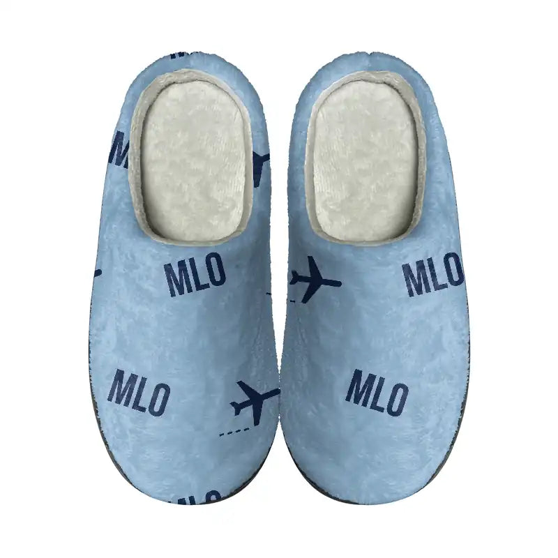 Milos Airport (MLO) Slippers & Flip Flops - Slippers - Cotton - Pattern - Light Blue