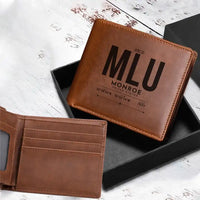 Thumbnail for Monroe Regional Airport (MLU) Leather Wallets - Laser Leather Wallet - Tag