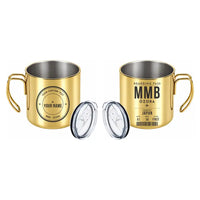 Thumbnail for Memanbetsu Airport (MMB) Stainless Steel Mugs - Boarding Pass + Custom Back - Portable Mug - Gold