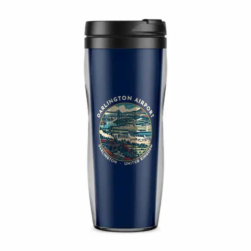Teesside International Airport (MME) Travel Mugs - Badge - Plastic (No Holder) - Dark Blue