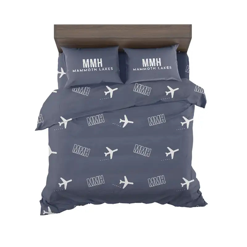 Mammoth Yosemite Airport (MMH) Bedding Sets & Blankets - Bedding Set - Pattern - Navy Blue