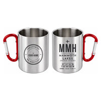 Thumbnail for Mammoth Yosemite Airport (MMH) Stainless Steel Mugs - ID Tag + Custom Back - Outdoors Mug - Red