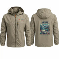 Thumbnail for Mammoth Yosemite Airport (MMH) Stylish Jackets - Hooded Windbreaker - Poster - Khaki
