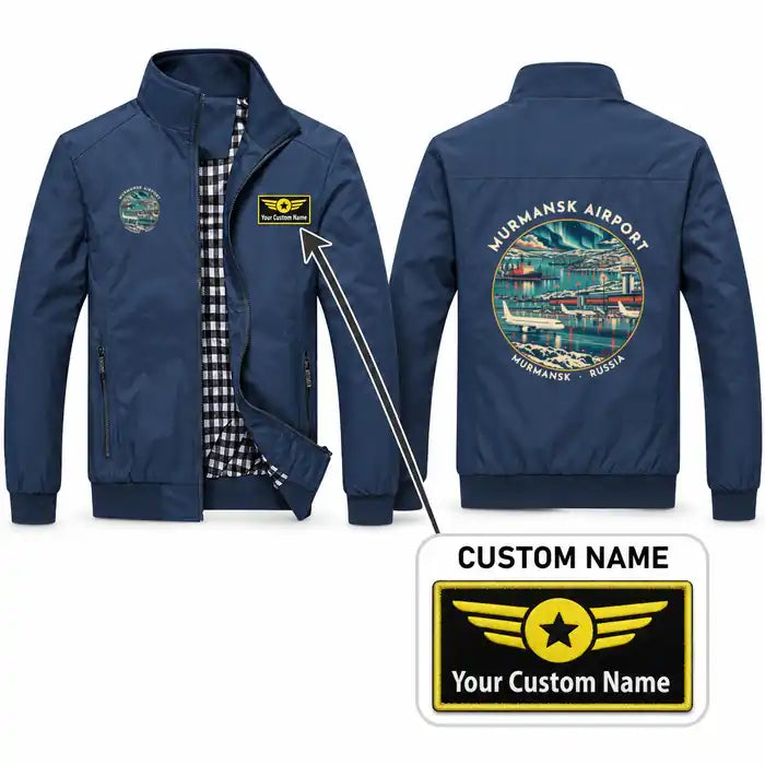 Emperor Nicholas II Murmansk Airport (MMK) Stylish Jackets - Stand Collar - Badge + Name - Navy Blue