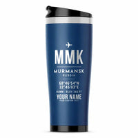 Thumbnail for Emperor Nicholas II Murmansk Airport (MMK) Travel Mugs - ID Tag + Name - Stainless Steel (No Holder) - Blue