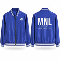 Thumbnail for Manila Ninoy Aquino International Airport (MNL) Stylish Jackets - Baseball Collar - Tag - Royal Blue