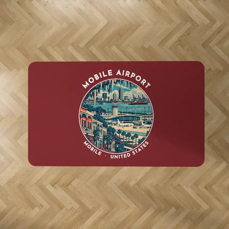 Mobile Regional Airport (MOB) Carpets - Carpet Rectangle - Badge - Dark Red
