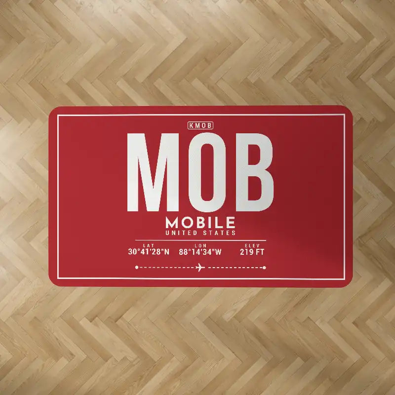 Mobile Regional Airport (MOB) Carpets - Carpet Rectangle - ID Tag - Red