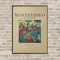 Thumbnail for MONTEVIDEO - Poster - Canvas Framed - Beige