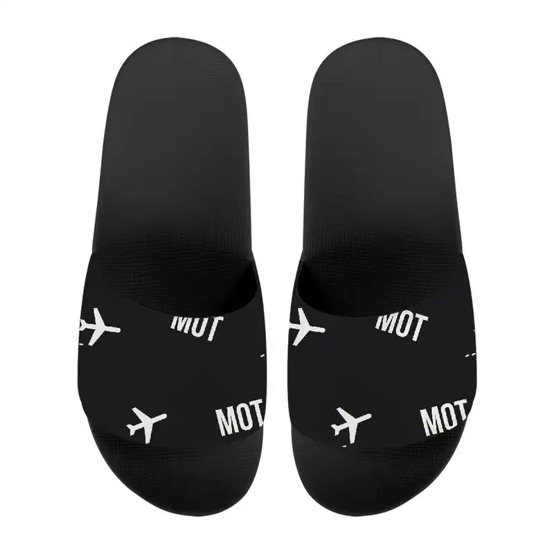 Minot International Airport (MOT) Slippers & Flip Flops - Slippers - Sport - Pattern - Black