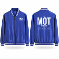 Thumbnail for Minot International Airport (MOT) Stylish Jackets - Baseball Collar - Tag - Royal Blue