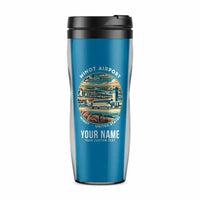 Thumbnail for Minot International Airport (MOT) Travel Mugs - Badge + Name - Plastic (No Holder) - Light Blue