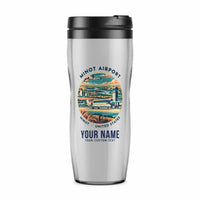 Thumbnail for Minot International Airport (MOT) Travel Mugs - Badge + Name - Plastic (No Holder) - Light Gray