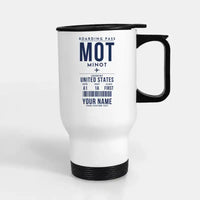 Thumbnail for Minot International Airport (MOT) Travel Mugs - Boarding Pass + Name - Stainless Steel with Holder - White