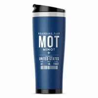 Thumbnail for Minot International Airport (MOT) Travel Mugs - Boarding Pass - Stainless Steel (No Holder) - Blue