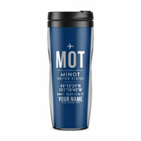 Thumbnail for Minot International Airport (MOT) Travel Mugs - ID Tag + Name - Plastic (No Holder) - Blue