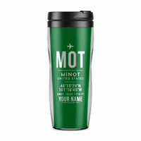 Thumbnail for Minot International Airport (MOT) Travel Mugs - ID Tag + Name - Plastic (No Holder) - Green