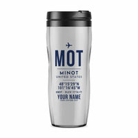 Thumbnail for Minot International Airport (MOT) Travel Mugs - ID Tag + Name - Plastic (No Holder) - Light Gray