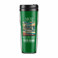 Thumbnail for Minot International Airport (MOT) Travel Mugs - Poster + Name - Plastic (No Holder) - Green