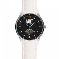 Thumbnail for Minot International Airport (MOT) Aviator Watches - Classic - Black - Leather Strap - White Leather Strap