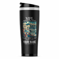 Thumbnail for Montpellier–Méditerranée Airport (MPL) Travel Mugs - Poster + Name - Stainless Steel (No Holder) - Black