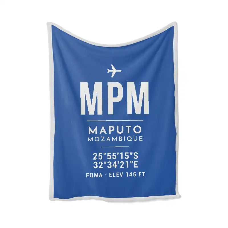 Maputo International Airport (MPM) Bedding Sets & Blankets - Blanket - ID Tag - Blue