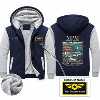Thumbnail for Maputo International Airport (MPM) Zipped Sweatshirts - Poster + Name - Navy & Gray