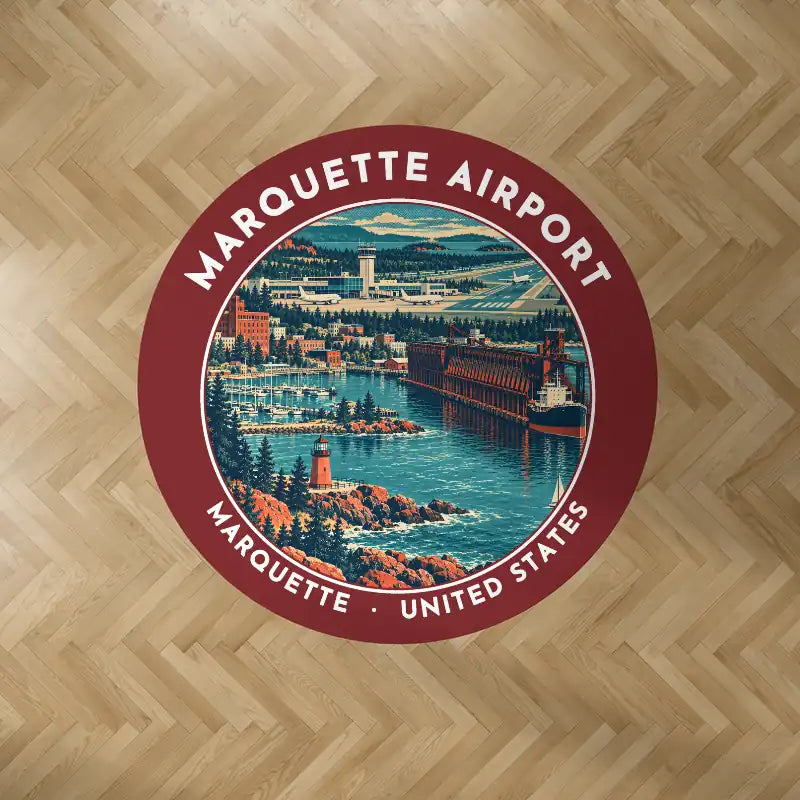 Sawyer International Airport (MQT) Carpets - Carpet Round - Badge - Dark Red