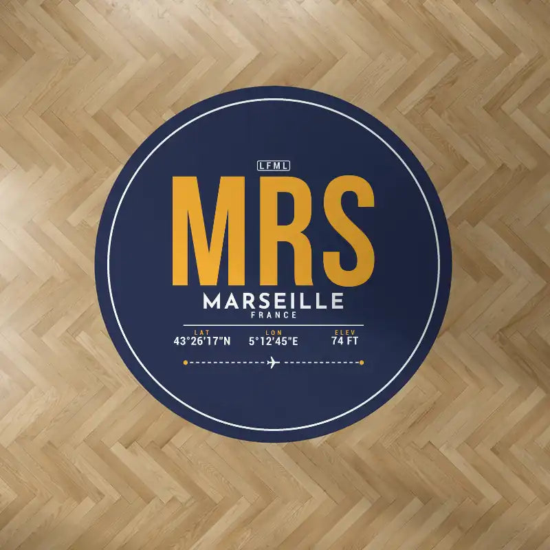 Marseille Provence Airport (MRS) Carpets - Carpet Round - ID Tag - Dark Blue