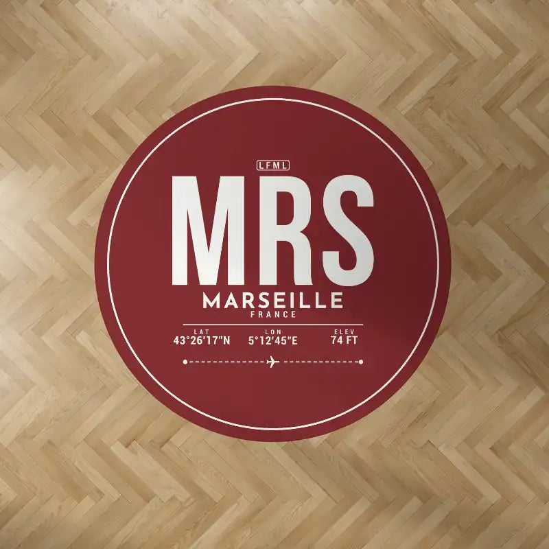 Marseille Provence Airport (MRS) Carpets - Carpet Round - ID Tag - Dark Red