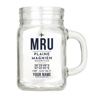 Thumbnail for Plaine Magnien Sir Seewoosagur Ramgoolam International Airport (MRU) Glasses - ID Tag + Name - Cocktail Glass (Mason Jar)