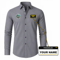 Thumbnail for Plaine Magnien Sir Seewoosagur Ramgoolam International Airport (MRU) Shirts - Long Sleeve Shirt - Badge - Gray + NAME