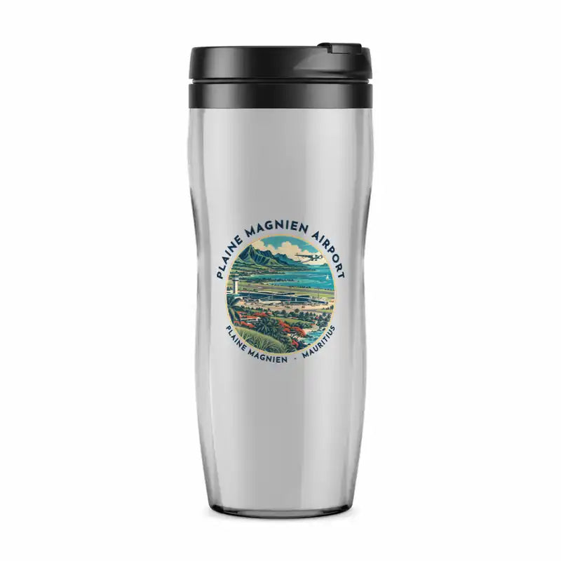 Plaine Magnien Sir Seewoosagur Ramgoolam International Airport (MRU) Travel Mugs - Badge - Plastic (No Holder) - Light Gray