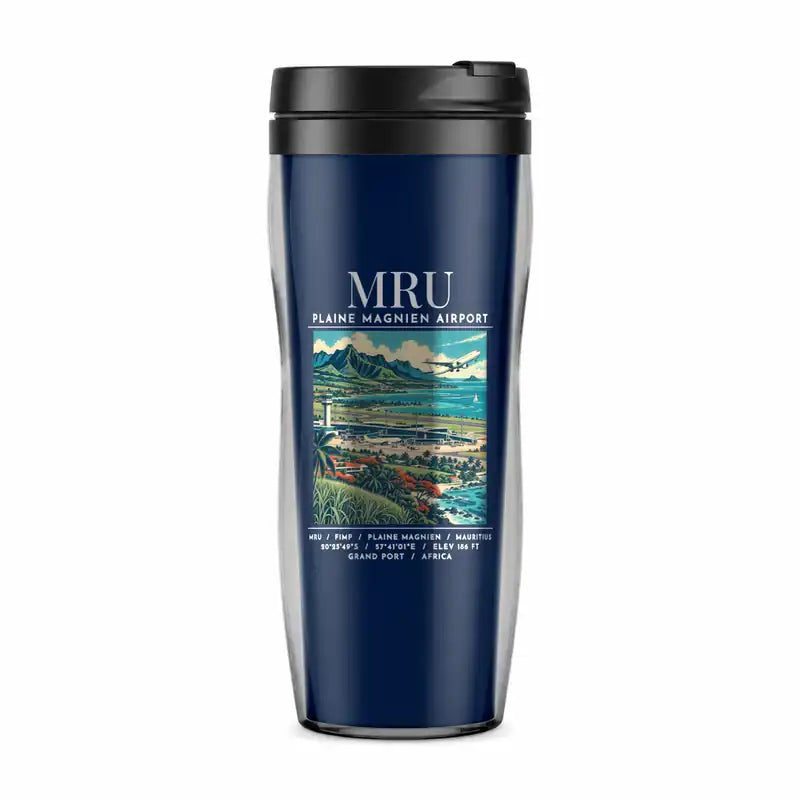 Plaine Magnien Sir Seewoosagur Ramgoolam International Airport (MRU) Travel Mugs - Poster - Plastic (No Holder) - Dark Blue