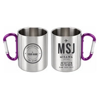 Thumbnail for Misawa Air Base (MSJ) Stainless Steel Mugs - ID Tag + Custom Back - Outdoors Mug - Purple