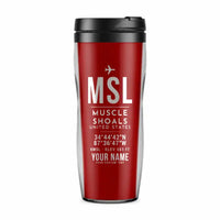 Thumbnail for Muscle Shoals Northwest Alabama Regional Airport (MSL) Travel Mugs - ID Tag + Name - Plastic (No Holder) - Red