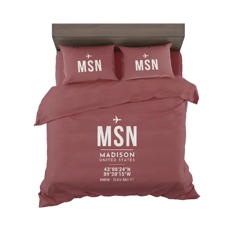 Dane County Regional Airport Madison (MSN) Bedding Sets & Blankets - Bedding Set - ID Tag - Dark Red