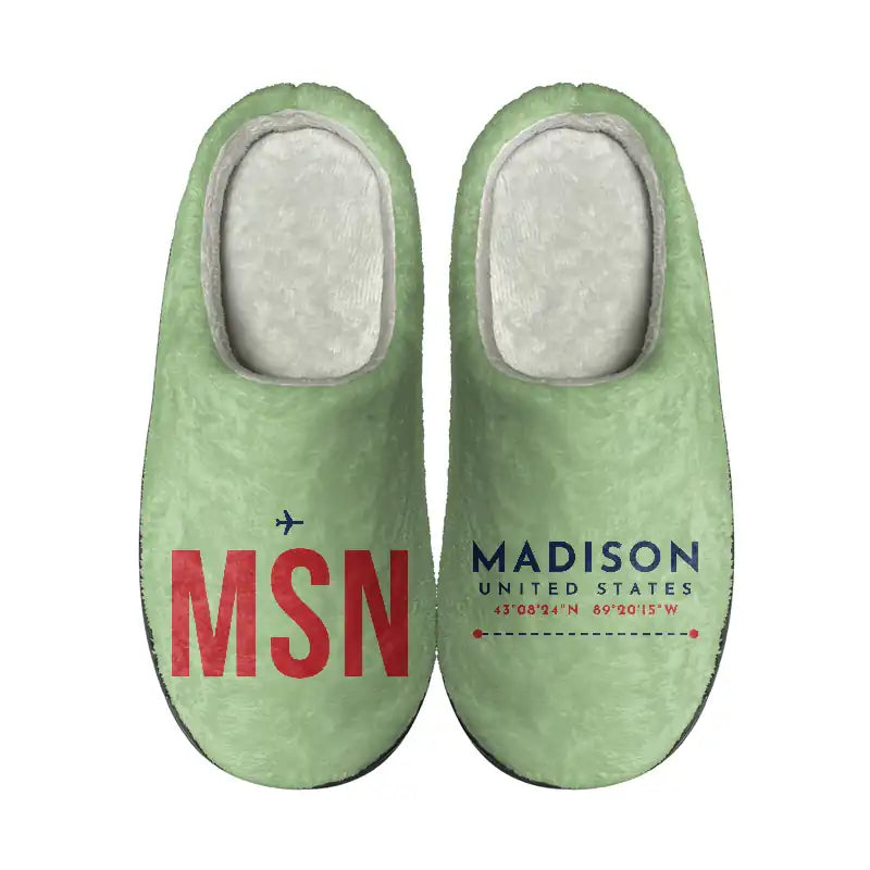 Dane County Regional Airport Madison (MSN) Slippers & Flip Flops - Slippers - Cotton - Code - Different - Light Green