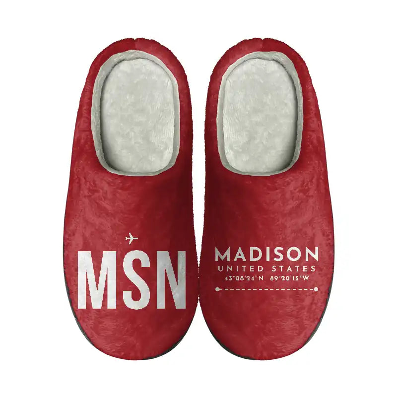Dane County Regional Airport Madison (MSN) Slippers & Flip Flops - Slippers - Cotton - Code - Different - Red