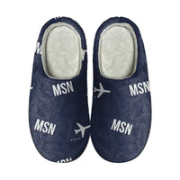 Thumbnail for Dane County Regional Airport Madison (MSN) Slippers & Flip Flops - Slippers - Cotton - Pattern - Navy Blue