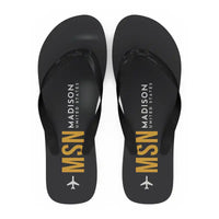 Thumbnail for Dane County Regional Airport Madison (MSN) Slippers & Flip Flops - Slippers - Flip Flops - Code - Black