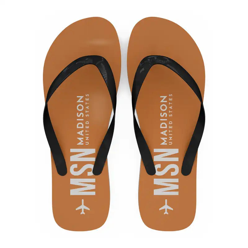 Dane County Regional Airport Madison (MSN) Slippers & Flip Flops - Slippers - Flip Flops - Code - Orange
