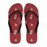 Thumbnail for Dane County Regional Airport Madison (MSN) Slippers & Flip Flops - Slippers - Flip Flops - Pattern - Red